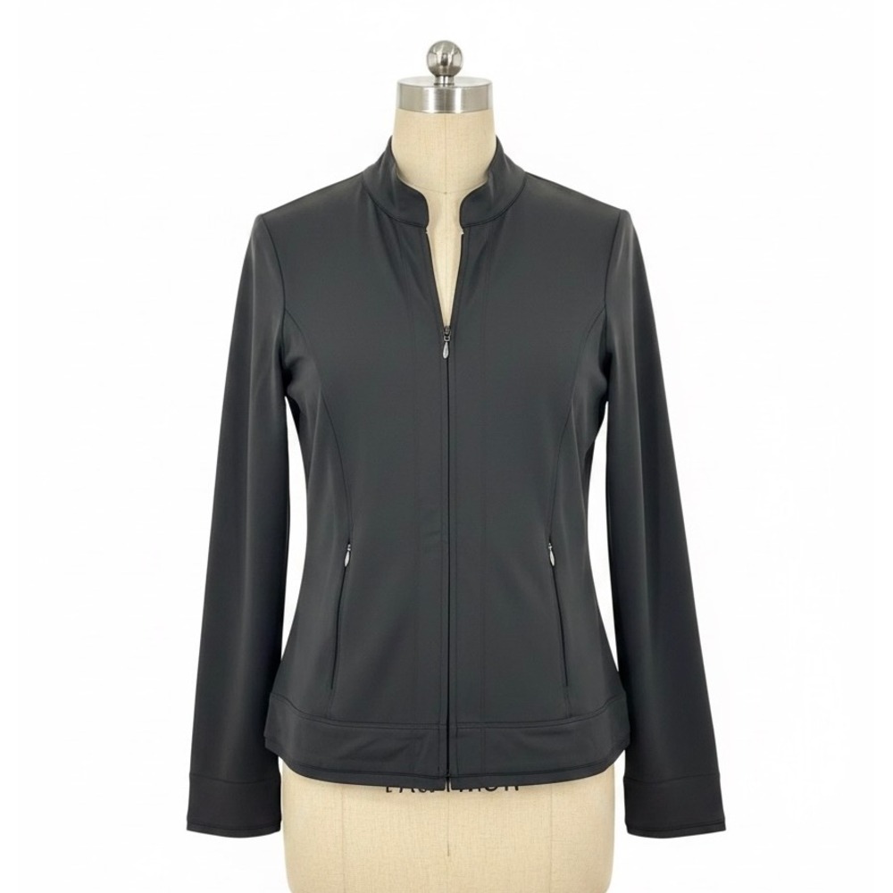 Cabi Women Zip Up Performance Track Jacket Charcoal Gray Small